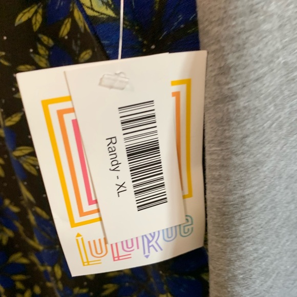 Lularoe Gray and Blue Floral Randy Size XL - Picture 2 of 2